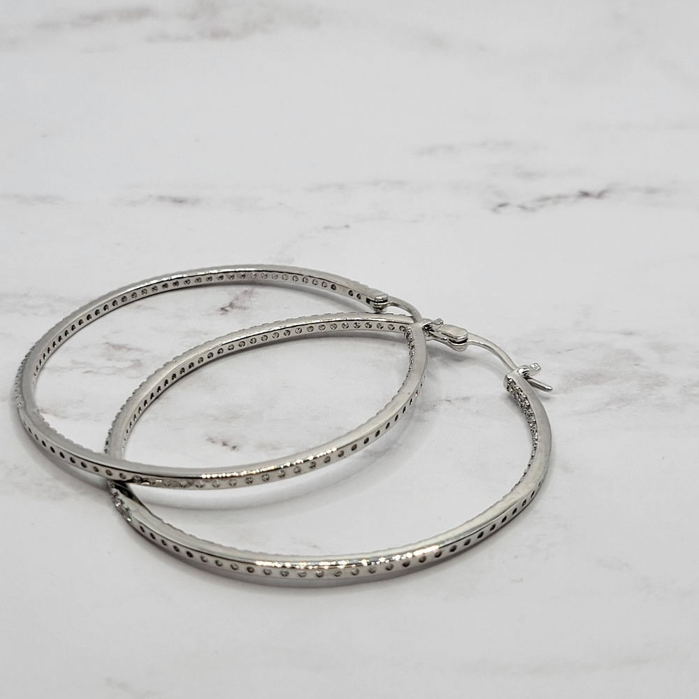 Genevive Silver Hoops earrings - Picture 1 of 3